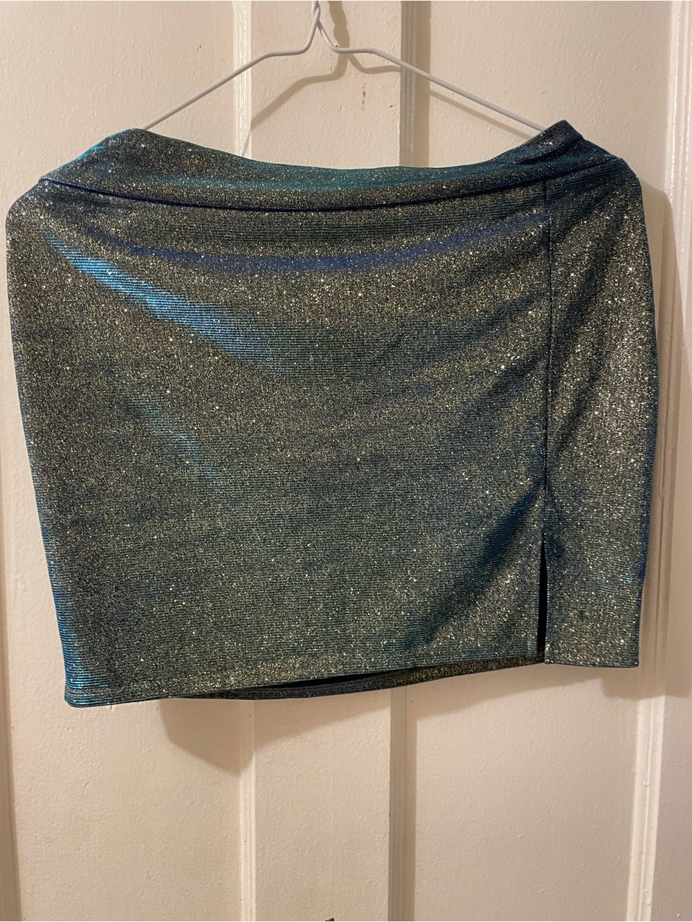Charlotte Russe Shimmer Teal Blue Mini Skirt